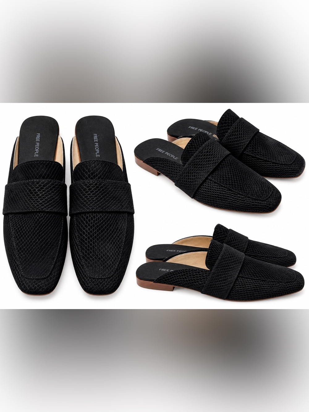 Free People At Ease Loafer Black suede Mules US 9.5